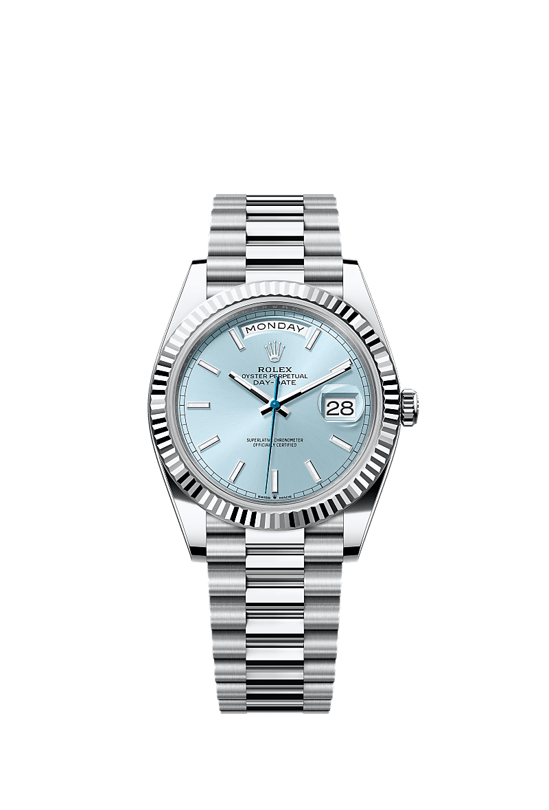 Rolex - Day-Date 40 Platinum - Fluted / Ice Blue — Ref. 228236