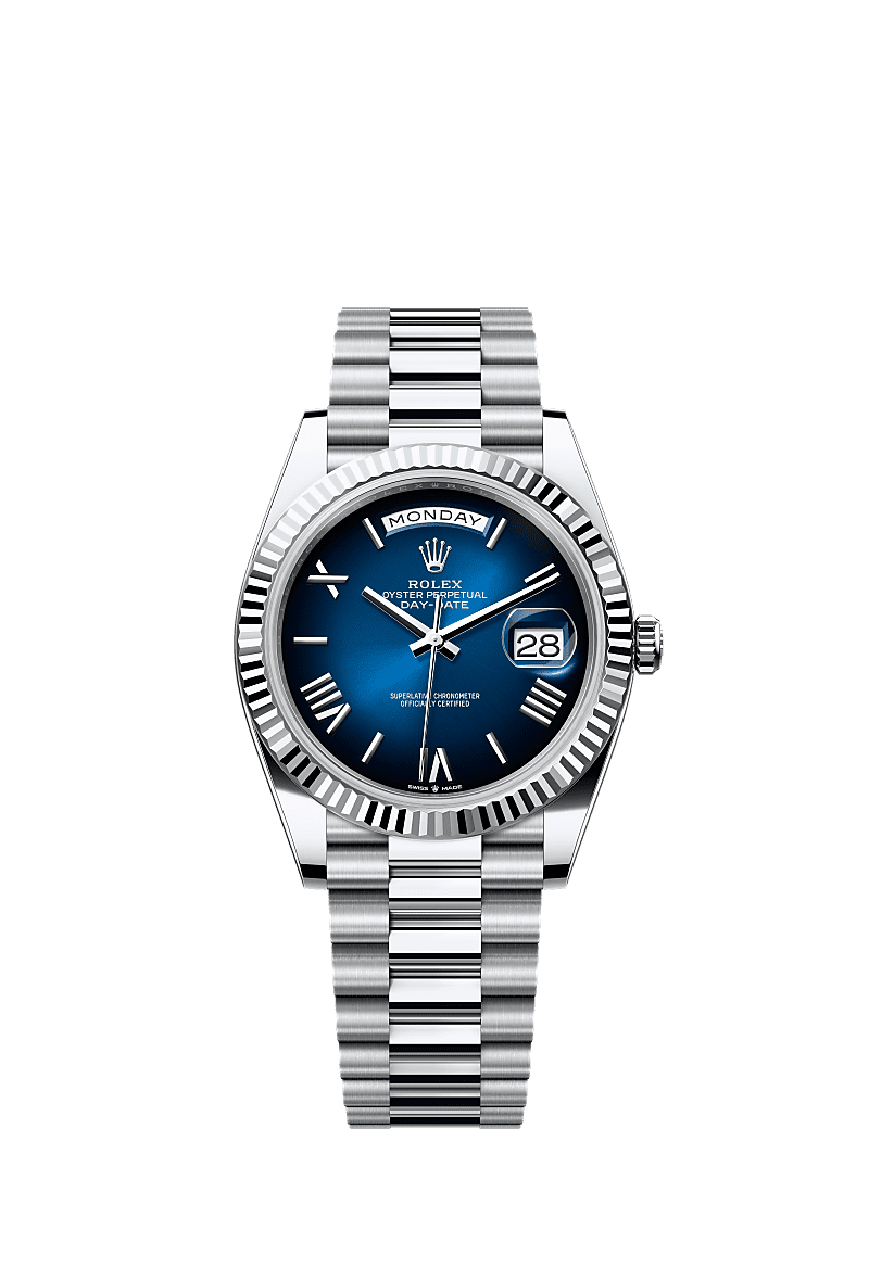 Rolex - Day-Date 40 Platinum - Fluted / Blue Ombr̩ — Ref. 228236