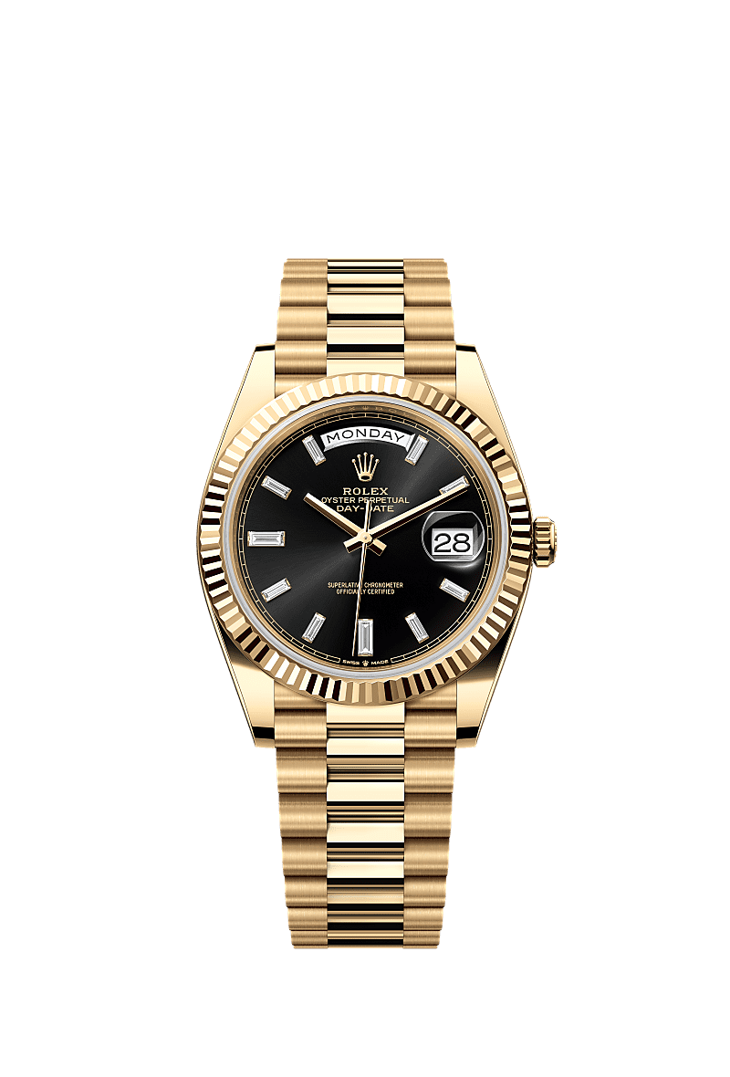 Rolex Day-Date 40 Yellow Gold / Black - Diamond — Ref. 228238