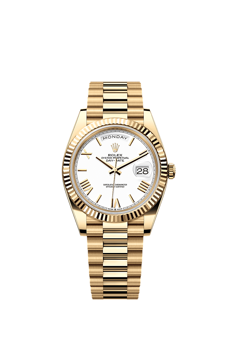Rolex Day-Date 40 Yellow Gold / White - Roman — Ref. 228238