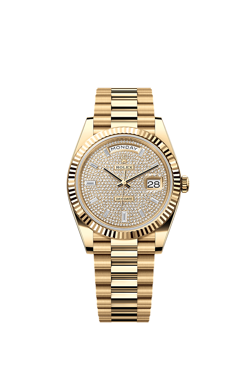 Rolex Day-Date 40 Yellow Gold - Fluted / Paved — Ref. 228238