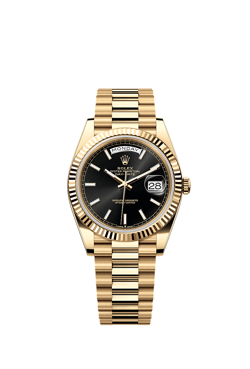 Rolex - Day-Date 40 Yellow Gold - Fluted / Black — Ref. 228238