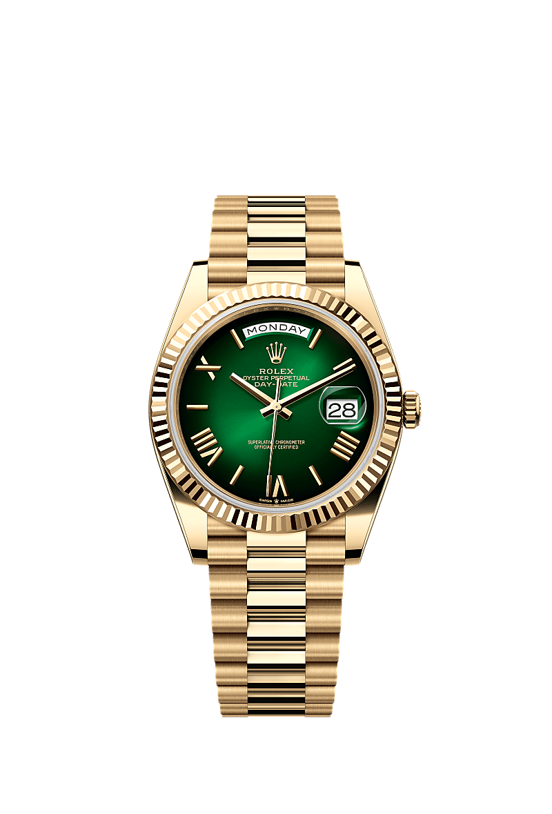 Rolex - Day-Date 40 Yellow Gold - Fluted / Green - Ombr̩ — Ref. 228238