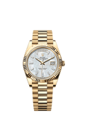 Rolex - Day-Date 40 Yellow Gold - Fluted / MOP - Baguette — Ref. 228238