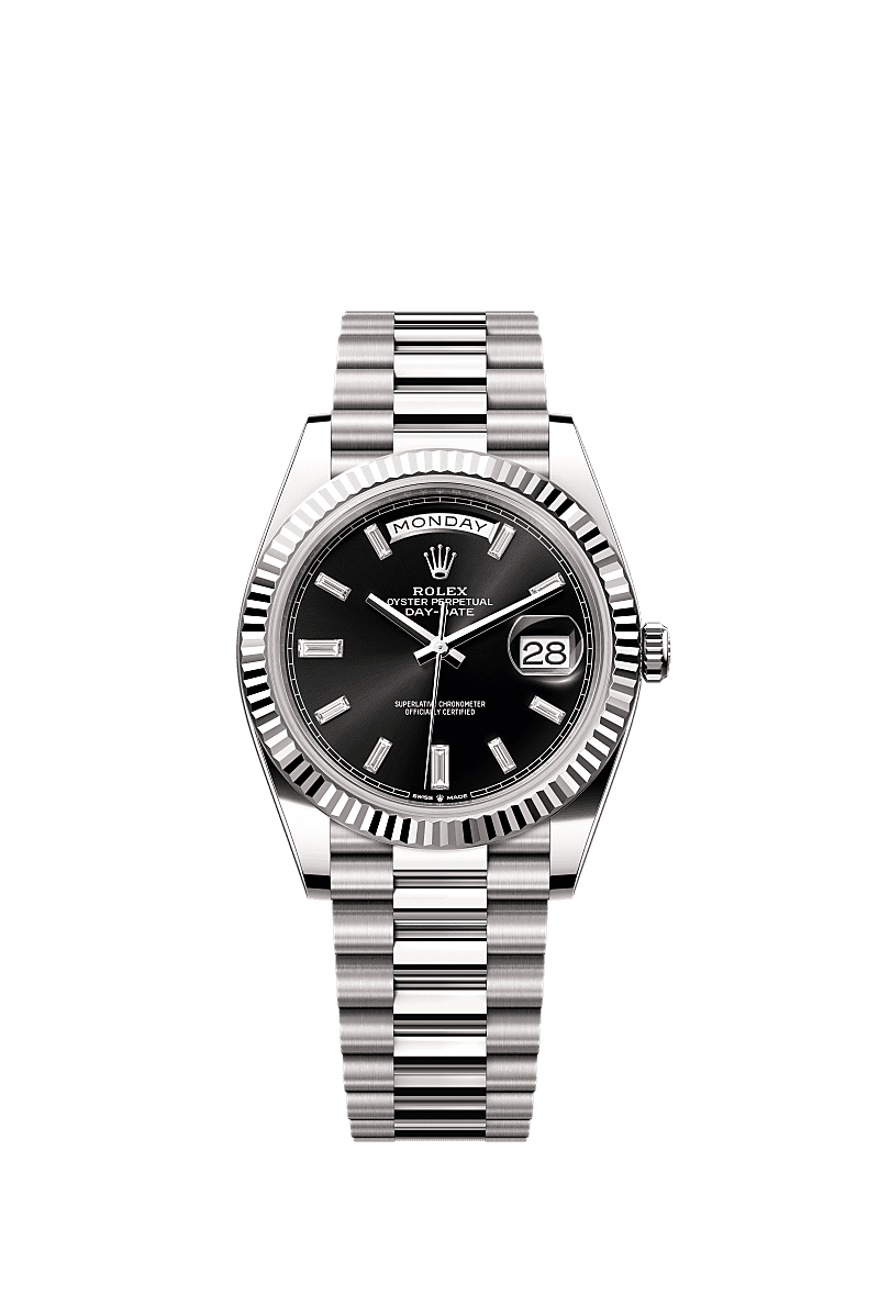 Rolex Day-Date 40 White Gold / Black - Diamond — Ref. 228239