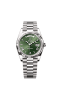 Rolex Day-Date 40 White Gold / Green - Roman — Ref. 228239