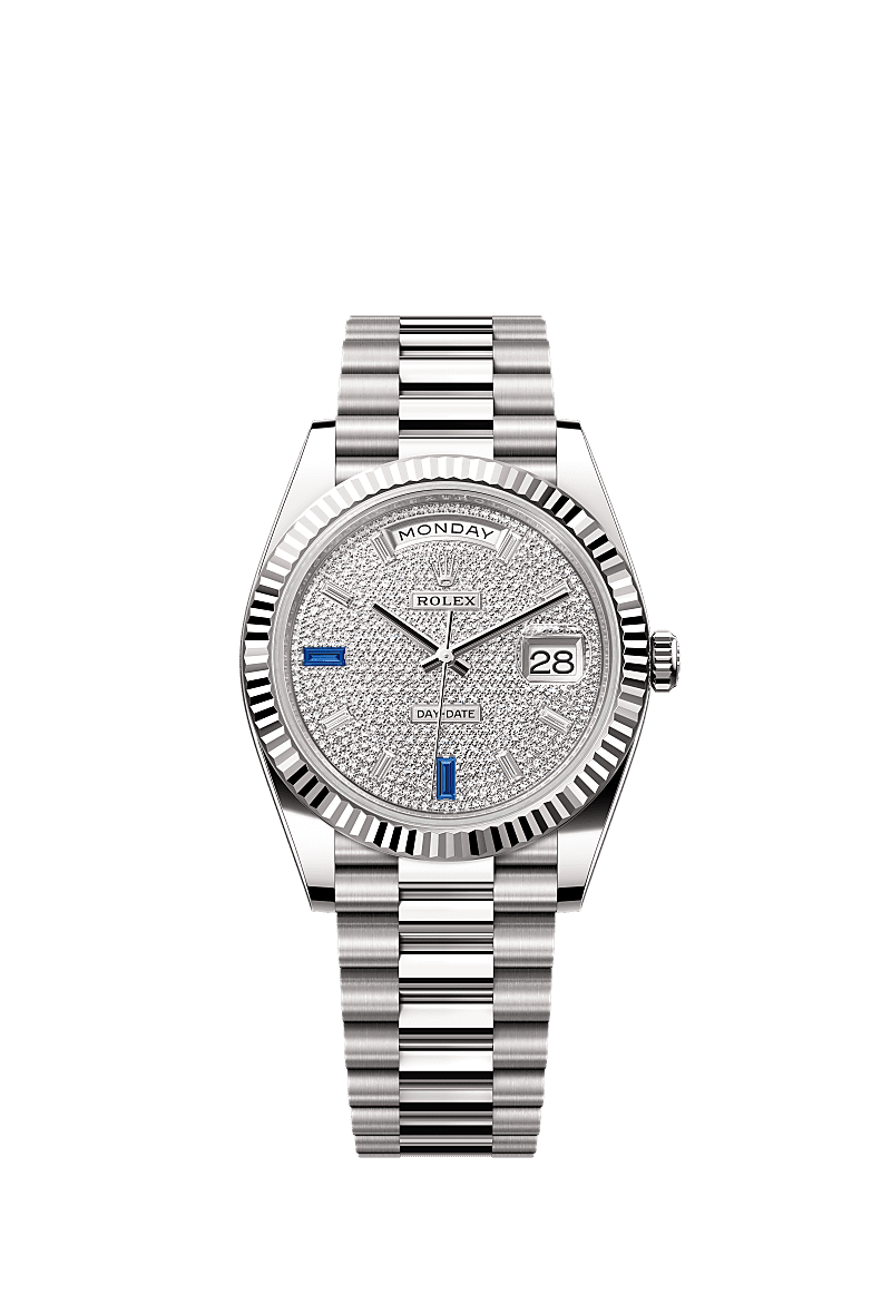 Rolex Day-Date 40 White Gold / Paved — Ref. 228239