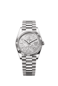 Rolex Day-Date 40 White Gold / Meteorite - Baquette — Ref. 228239