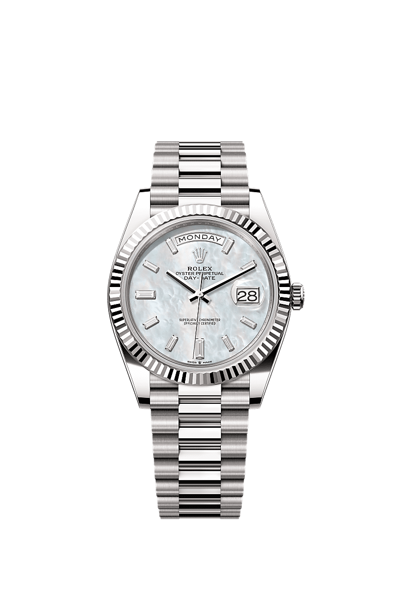 Rolex - Day-Date 40 White Gold / MOP - Baguette — Ref. 228239