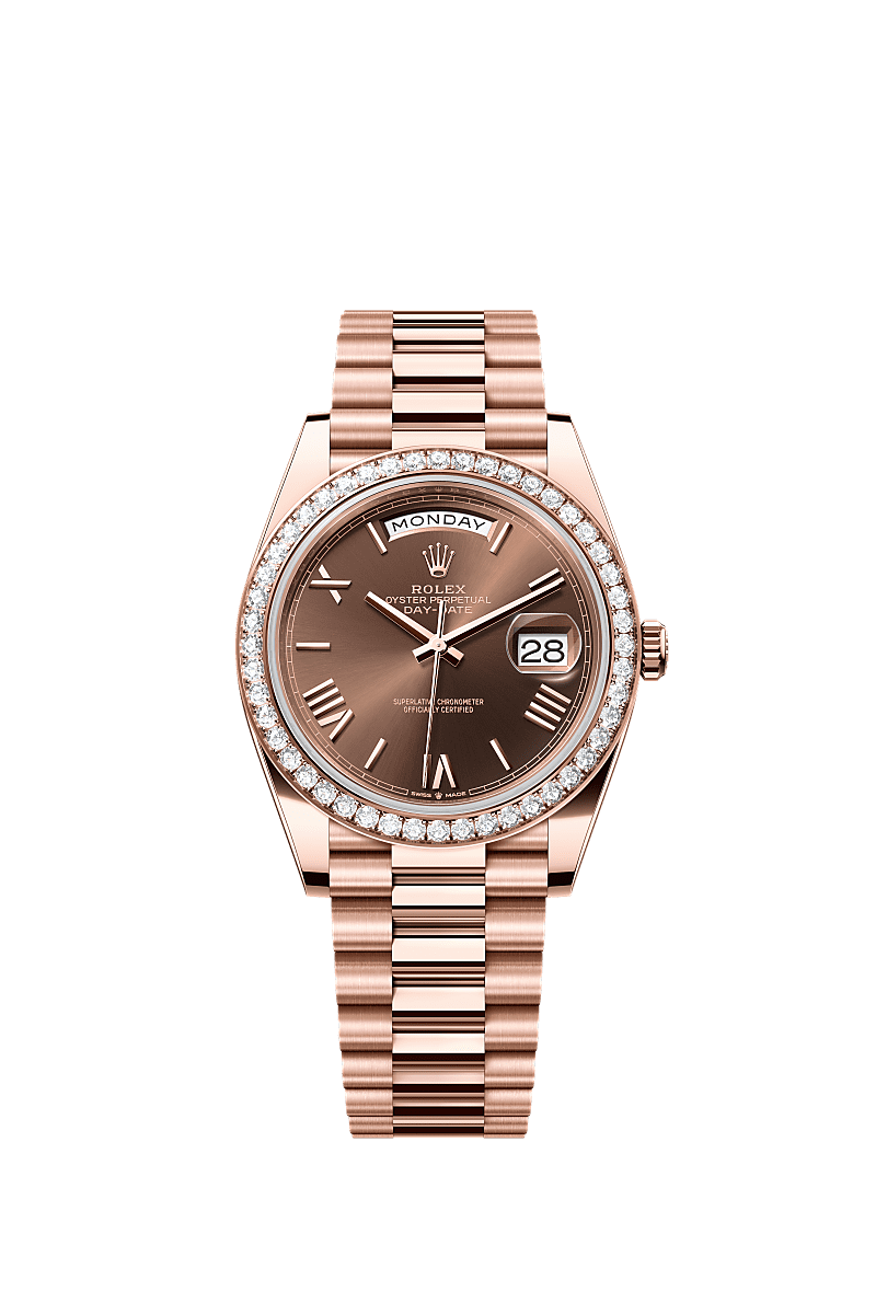 Rolex - Day-Date 40 Everose / Diamond / Chocolate - Roman — Ref. 228345RBR