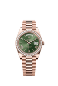 Rolex - Day-Date 40 Everose / Diamond / Green - Roman — Ref. 228345RBR