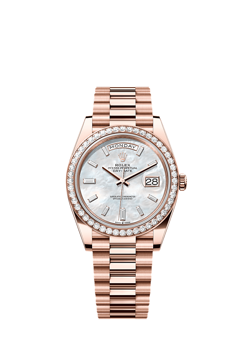 Rolex - Day-Date 40 Everose - Diamond / MOP - Baguette — Ref. 228345RBR