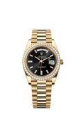 Rolex - Day-Date 40 Yellow Gold / Diamond / Black Baguette — Ref. 228348RBR