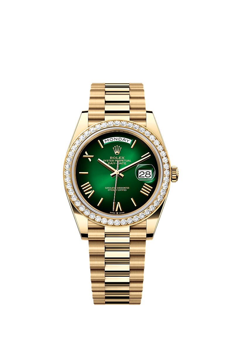 Rolex Day-Date 40 Yellow Gold - Green / President — Ref. 228348RBR