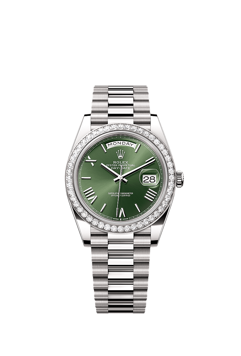 Rolex - Day-Date 40 White Gold / Diamond / Green Roman — Ref. 228349RBR