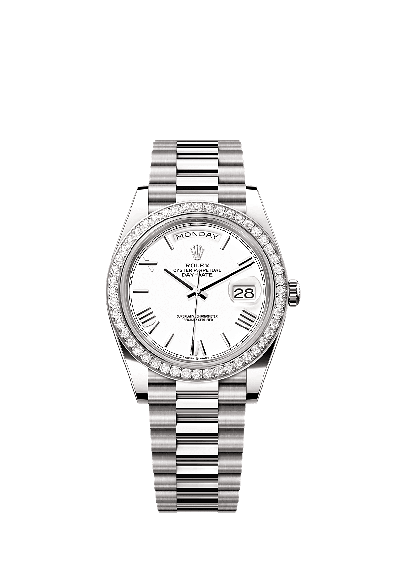 Rolex - Day-Date 40 White Gold / Diamond / White Roman — Ref. 228349RBR