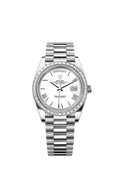 Rolex - Day-Date 40 Platinum Baguette / White Roman — Ref. 228396TBR