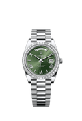 Rolex - Day-Date 40 Platinum Baguette / Green Roman — Ref. 228396TBR