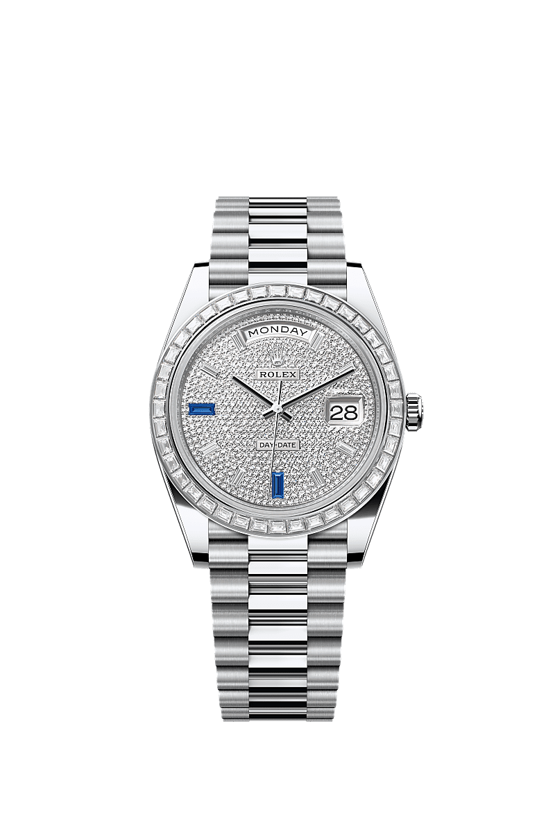 Rolex - Day-Date 40 Platinum Baguette / Paved Baguette — Ref. 228396TBR