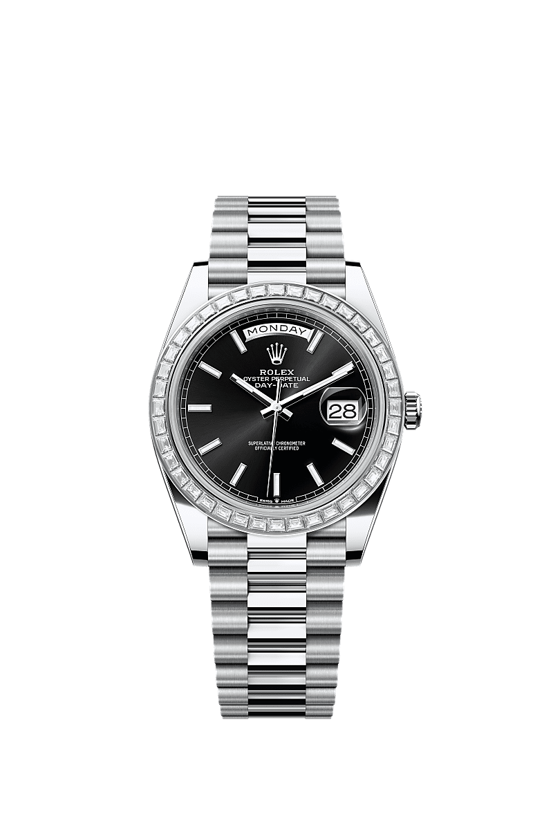 Rolex - Day-Date 40 Platinum Baguette / Black — Ref. 228396TBR