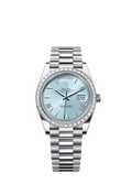 Rolex - Day-Date 40 Platinum / Baguette / Ice Blue - Roman — Ref. 228396TBR