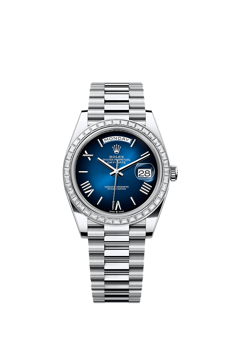 Rolex Day-Date 40 Platinum - Blue / President — Ref. 228396TBR