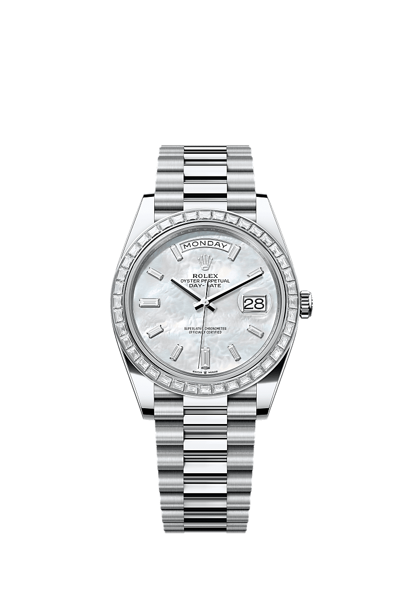 Rolex - Day-Date 40 Platinum - Baguette / MOP - Baguette — Ref. 228396TBR