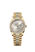 Rolex - Day-Date 40 Yellow Gold / Baguette / Silver Roman — Ref. 228398TBR