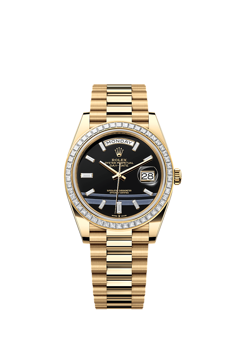 Rolex Day-Date 40 Yellow Gold - Diamond / Onyx — Ref. 228398TBR