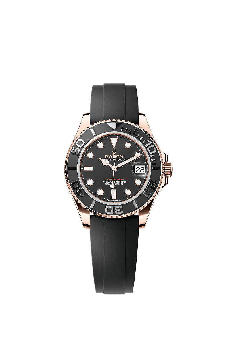 Rolex Yacht-Master 37 Rose Gold - Black / Oysterflex-band — Ref. 268655