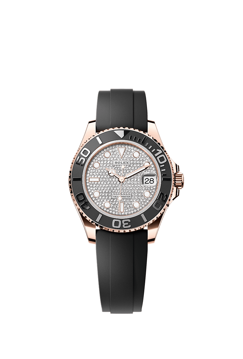 Rolex Yacht-Master 37 Rose Gold - Black / Oysterflex-band — Ref. 268655