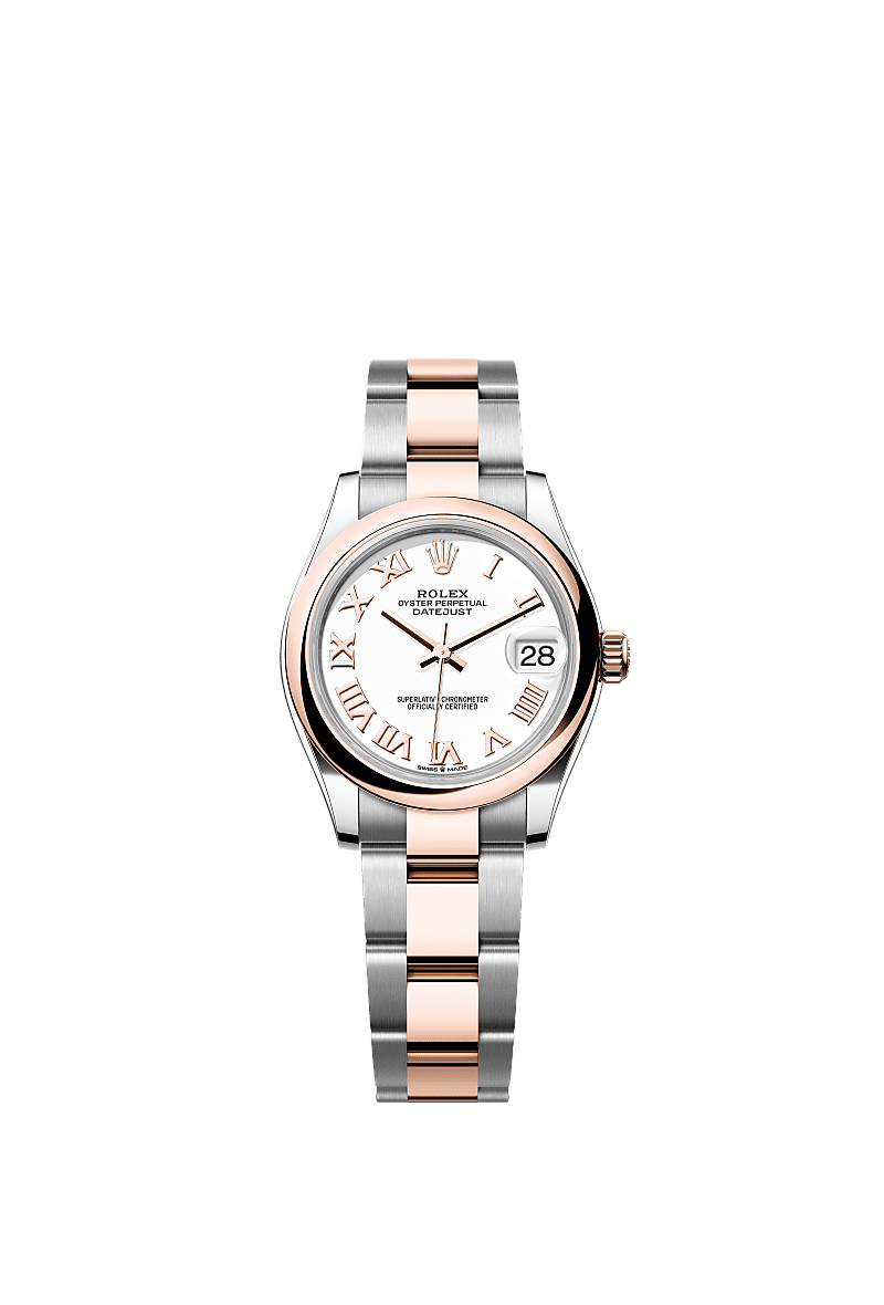 Rolex Datejust 31 Stainless Steel/ Rose Gold / Domed / White - Roman / Oyster — Ref. 278241