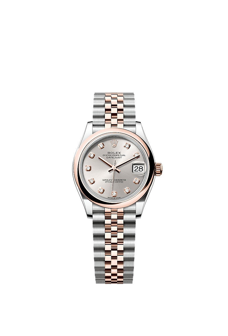 Rolex Datejust 31 Stainless Steel/ Rose Gold / Domed / Silver - Diamond / Jubilee — Ref. 278241