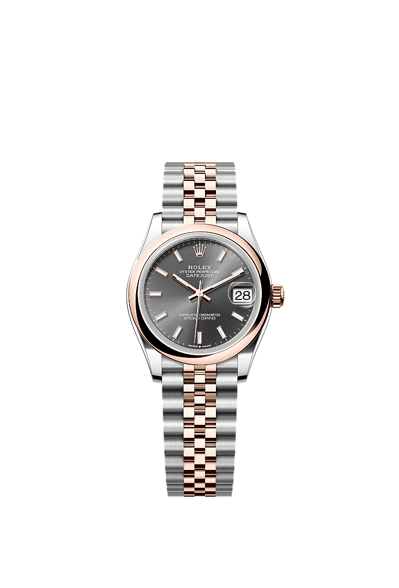 Rolex Datejust 31 Stainless Steel / Rose Gold / Domed / Grey / Jubilee — Ref. 278241