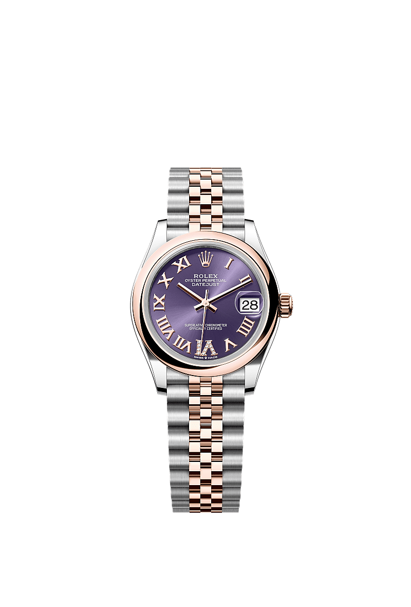 Rolex Datejust 31 Stainless Steel/ Rose Gold / Domed / Aubergine - Roman / Jubilee — Ref. 278241