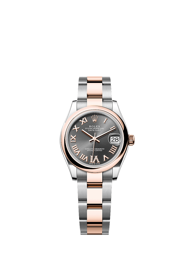 Rolex Datejust 31 Stainless Steel/ Rose Gold / Domed / Grey - Roman / Oyster — Ref. 278241
