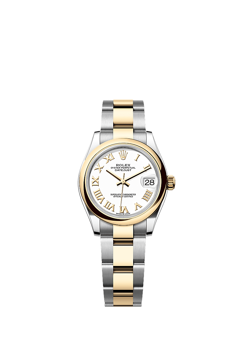 Rolex Datejust 31 Stainless Steel / Yellow Gold / Domed / White - Roman / Oyster — Ref. 278243