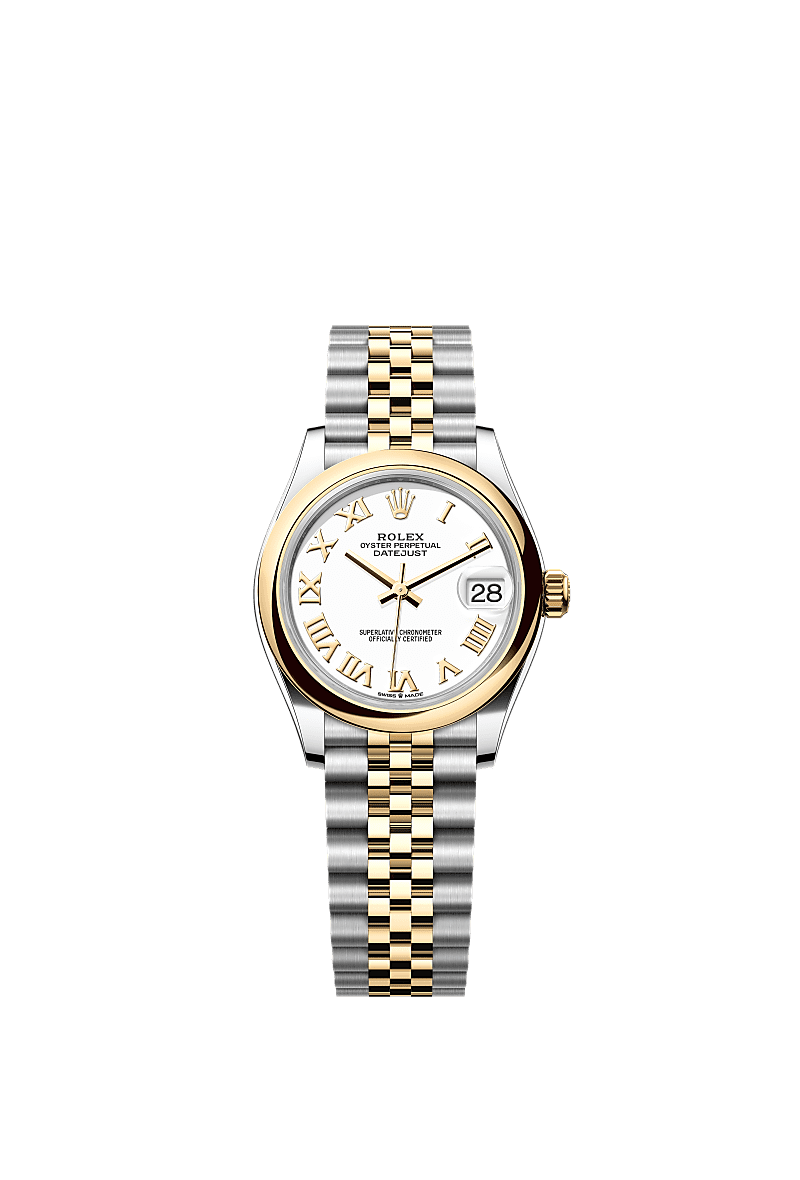 Rolex Datejust 31 Stainless Steel / Yellow Gold / Domed / White - Roman / Jubilee — Ref. 278243