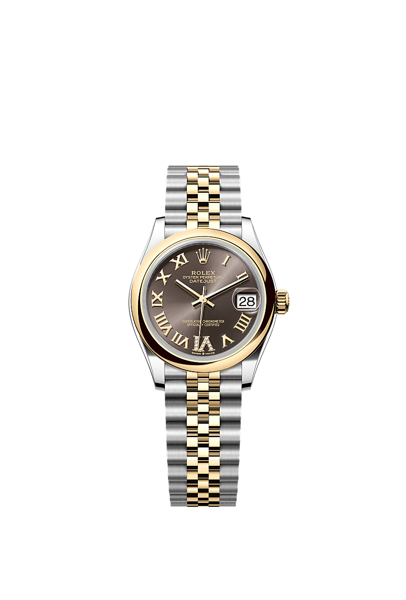 Rolex Datejust 31 Stainless Steel/ Yellow Gold / Domed / Grey - Roman / Jubilee — Ref. 278243