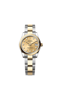Rolex Datejust 31 Stainless Steel / Yellow Gold / Domed / Champagne - Diamond / Oyster — Ref. 278243