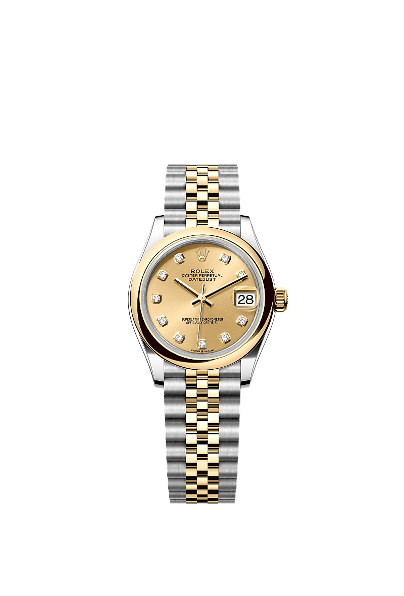 Rolex Datejust 31 Stainless Steel/ Yellow Gold / Domed / Champagne - Diamond / Jubilee — Ref. 278243
