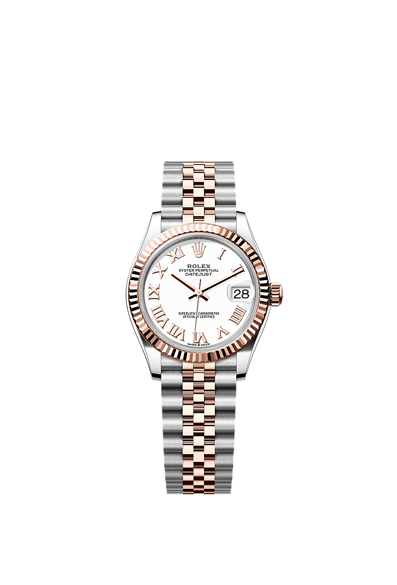 Rolex Datejust 31 Stainless Steel/ Rose Gold / Fluted / White - Roman / Jubilee — Ref. 278271