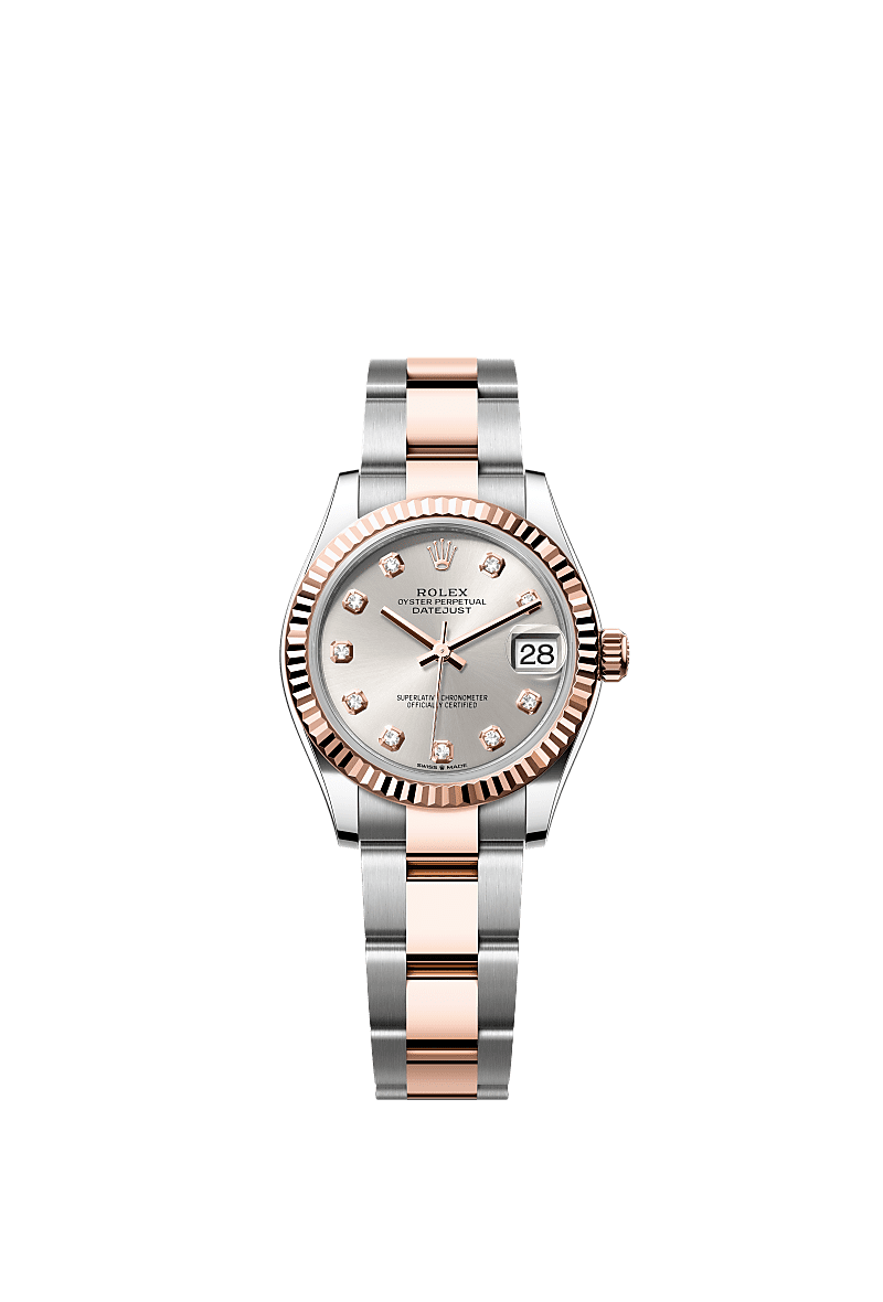 Rolex Datejust 31 Stainless Steel/ Rose Gold / Fluted / Silver - Diamond / Oyster — Ref. 278271