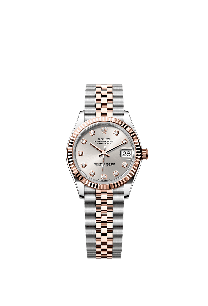 Rolex Datejust 31 Stainless Steel/ Rose Gold / Fluted / Silver - Diamond / Jubilee — Ref. 278271