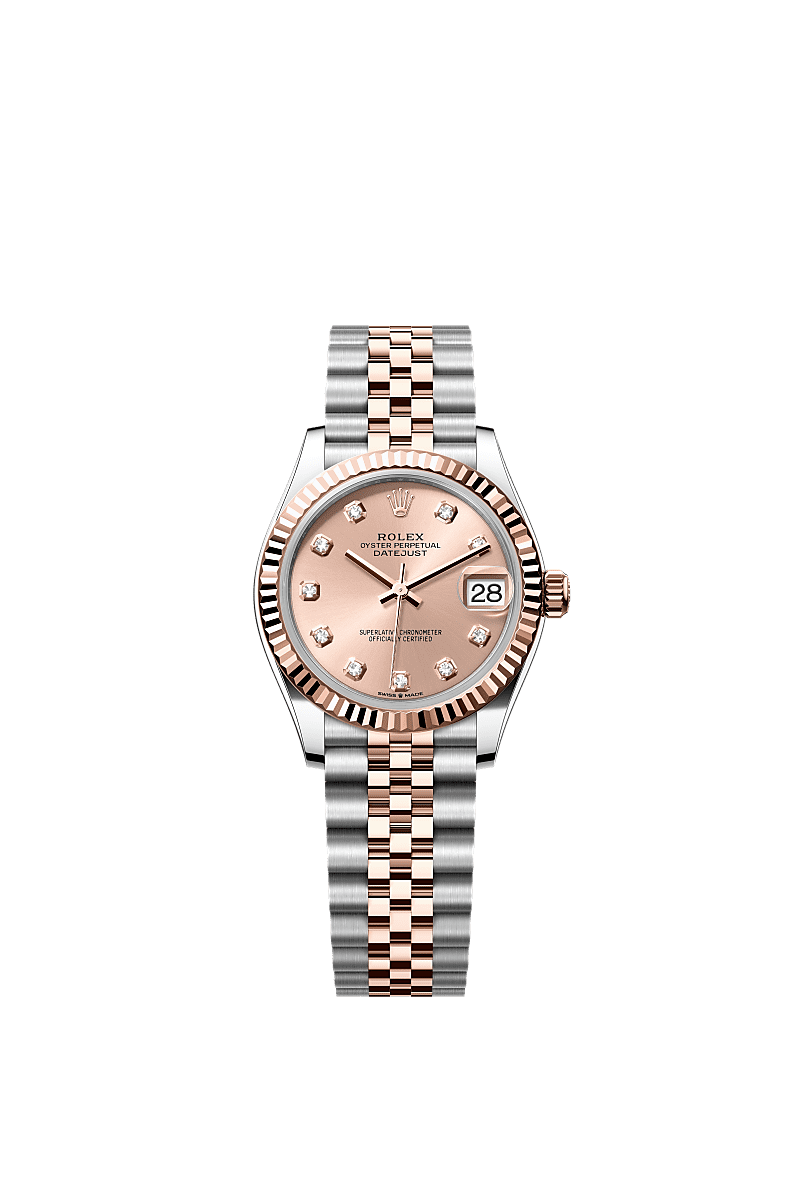 Rolex Datejust 31 Stainless Steel/ Rose Gold / Fluted / Rose - Diamond / Jubilee — Ref. 278271