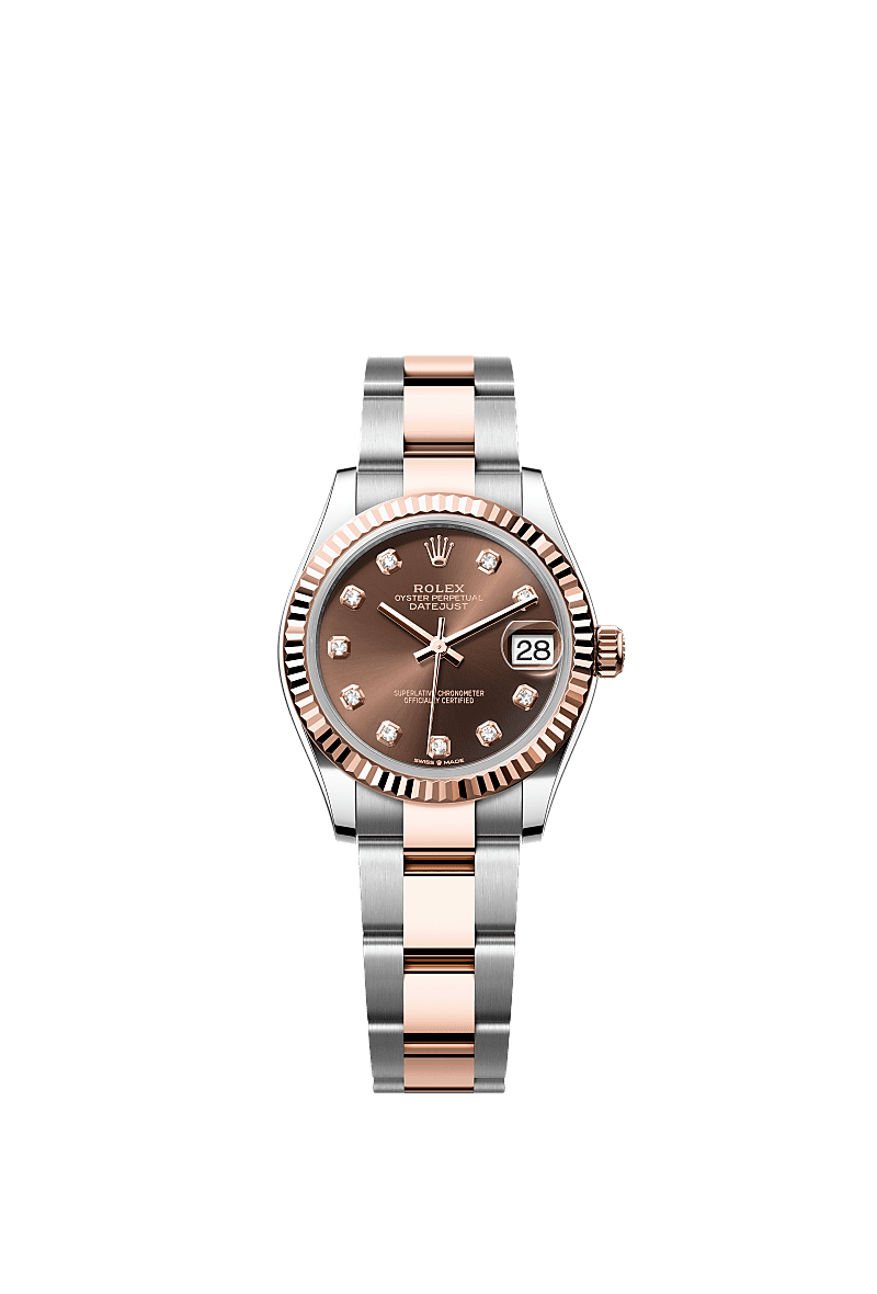 Rolex Datejust 31 Stainless Steel/ Rose Gold / Fluted / Chocolate - Diamond / Oyster — Ref. 278271