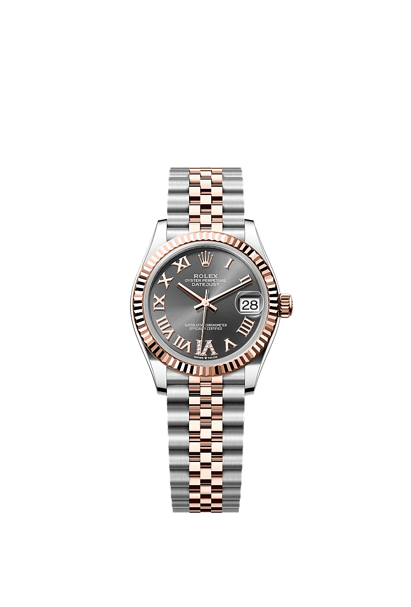 Rolex Datejust 31 Stainless Steel/ Rose Gold / Fluted / Grey - Roman / Jubilee — Ref. 278271