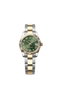 Rolex Datejust 31 Stainless Steel / Yellow Gold / Fluted / Olive - Roman / Oyster — Ref. 278273
