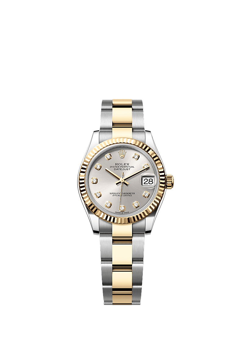 Rolex Datejust 31 Stainless Steel / Yellow Gold / Fluted / Silver - Diamond / Oyster — Ref. 278273