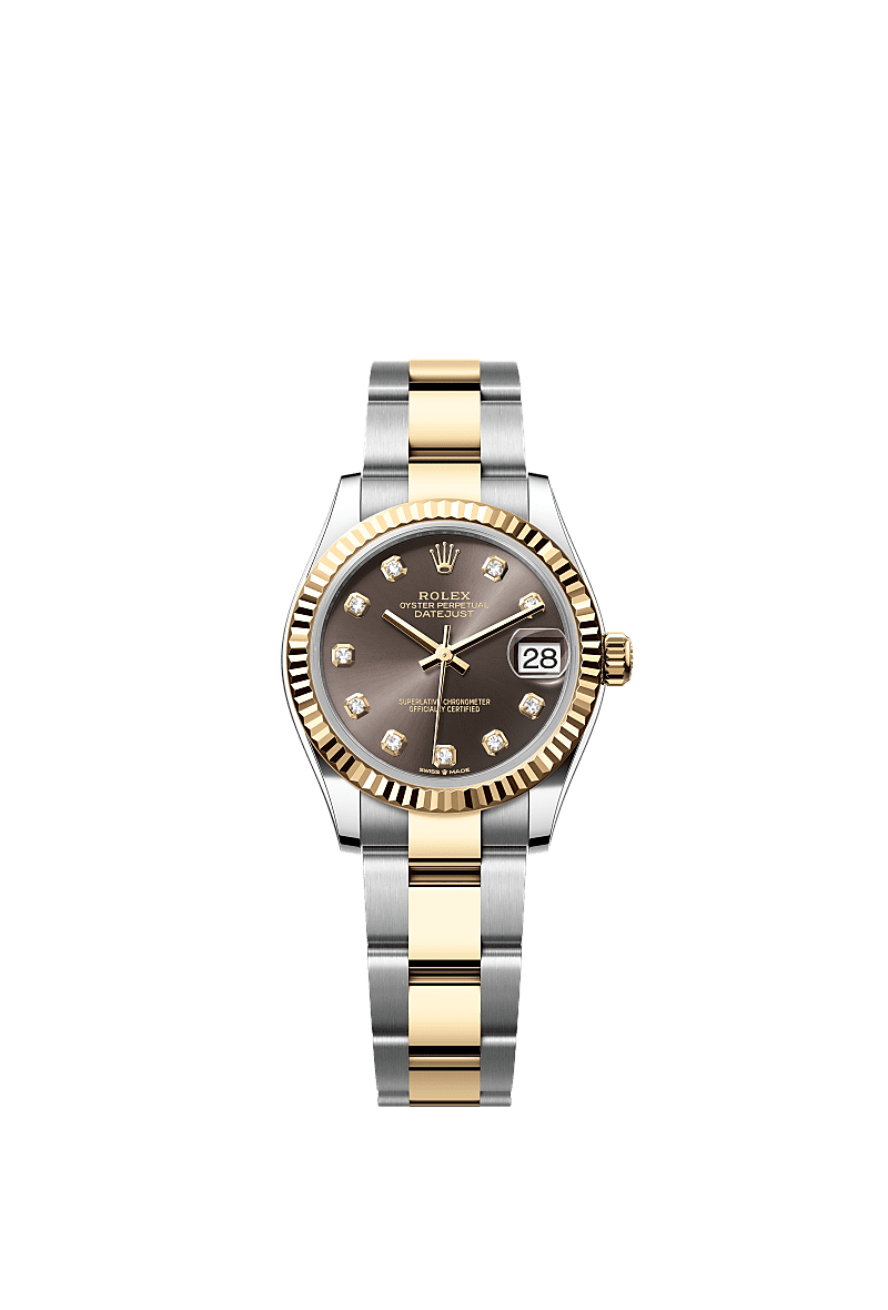 Rolex Datejust 31 Stainless Steel / Yellow Gold / Fluted / Grey - Diamond / Oyster — Ref. 278273